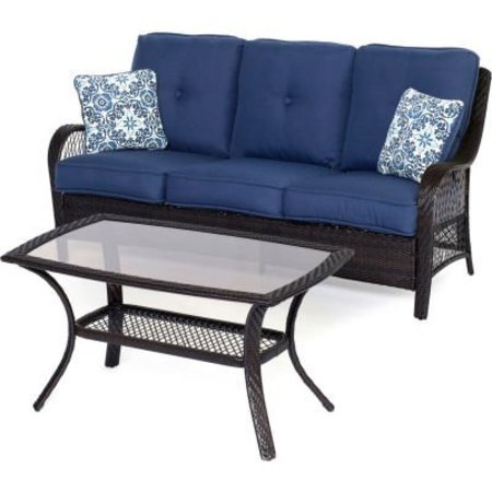 ALMO FULFILLMENT SERVICES LLC Hanover® Orleans 2 Piece Patio Set, Navy Blue/French Roast ORLEANS2PC-B-NVY